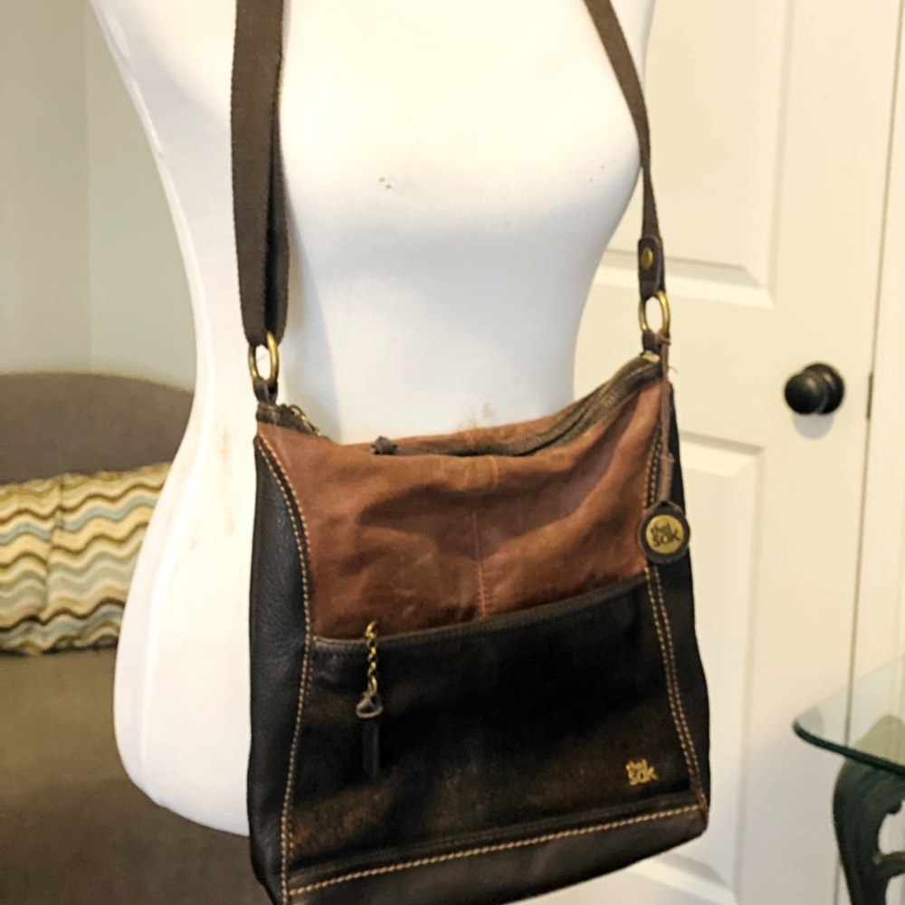 The Sak Iris Brown Leather & Suede Crossbody Bag.